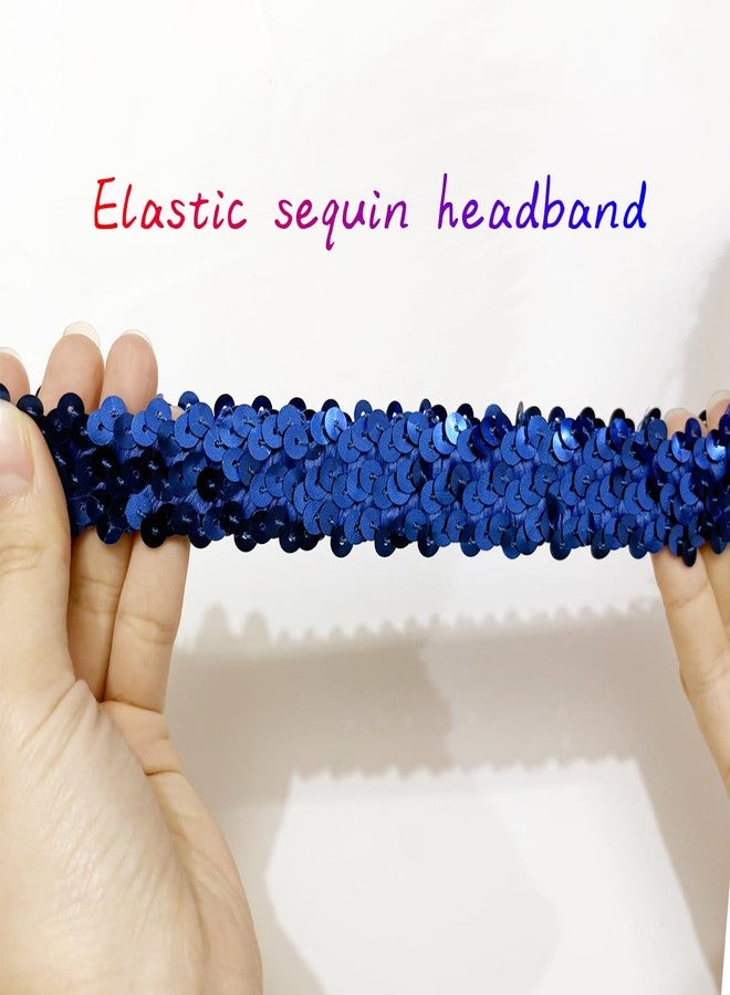 XKTEI 2pcs Sequins Feather Headpiece,1920s Flapper Headband,Mardi Gras Carnival Party Headwear Costume Accessory,Women Girls Headdress (Blue) - Image 3